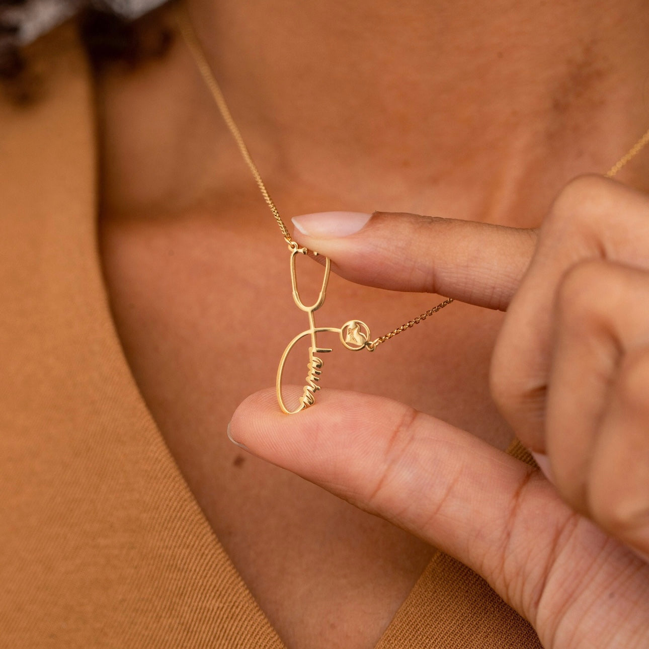 Personalized Stethoscope Name Necklace