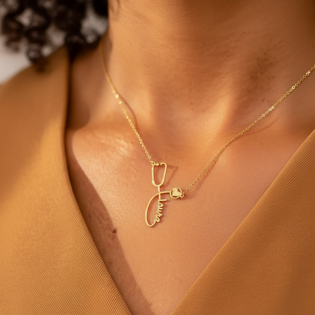 Personalized Stethoscope Name Necklace