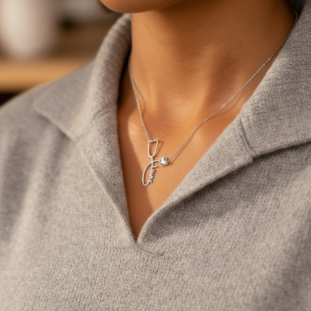 Personalized Stethoscope Name Necklace